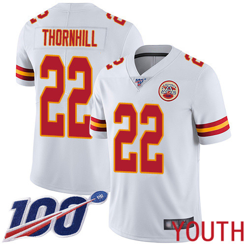 Youth Kansas City Chiefs 22 Thornhill Juan White Vapor Untouchable Limited Player 100th Season Football Nike NFL Jersey